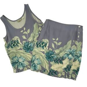 Tommy Bahama Vtg. 100% Silk Tank & Skirt Set, 90s, Sz. 6 **Some Fabric Wear **